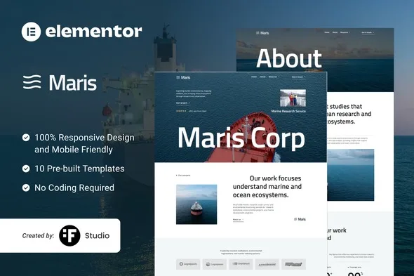 maris marine research ocean science elementor template kit 1
