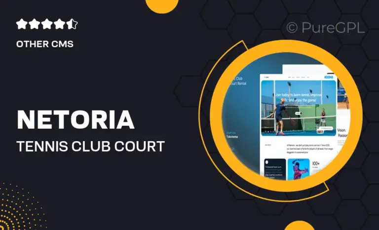 netoria tennis club court rental website elementor website kit