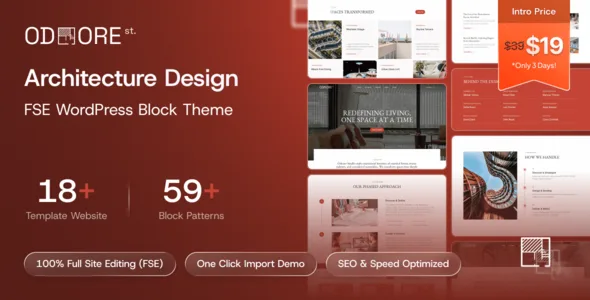 odoore studio architecture interior design fse wordpress block theme 1