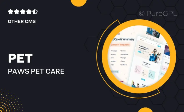 pet paws pet care veterinary elementor template kit