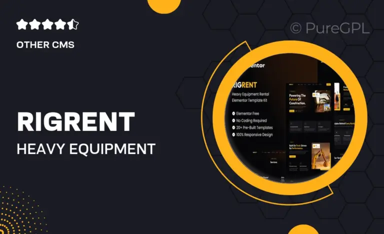 rigrent heavy equipment rental elementor template kit
