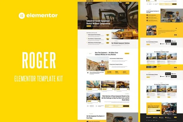 roger machinery equipment rentals elementor template kit 1