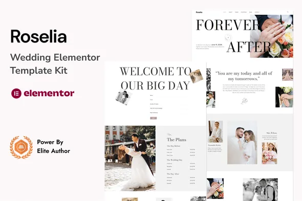 roselia wedding elementor template kit 1