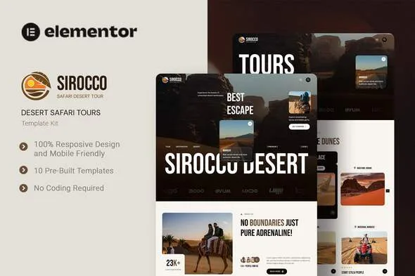 sirocco desert safari tours elementor template kit 1