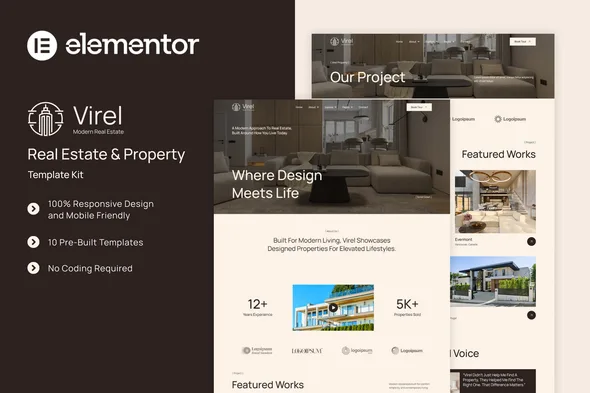 virel real estate property elementor template kit 1