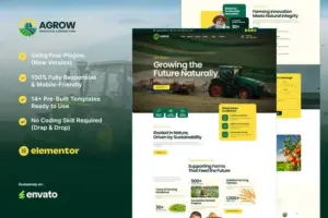 Agrow – Organic Farm Agriculture Elementor Template Kit