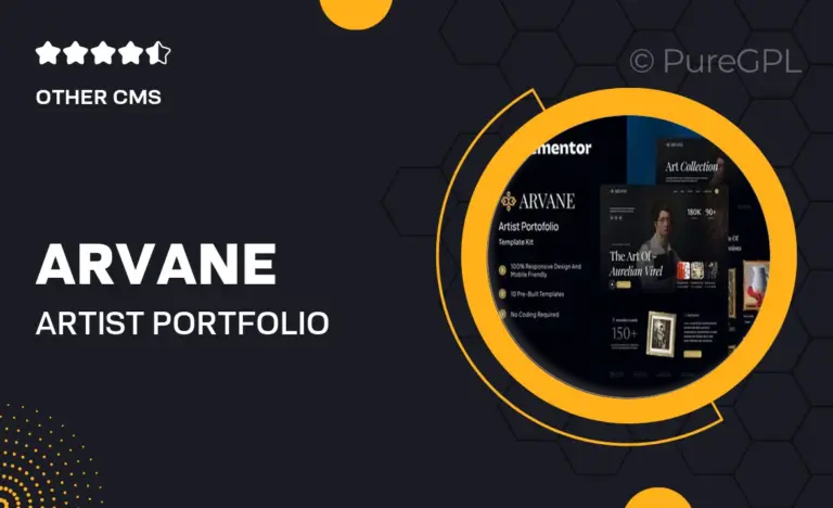 arvane artist portfolio elementor template kit
