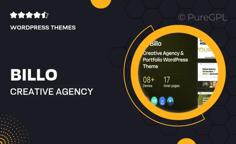 billo creative agency portfolio wordpress theme