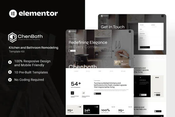 chenbath kitchen bathroom remodeling elementor template kit 1