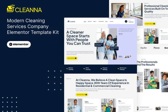 cleanna modern cleaning service company elementor pro template kit 1