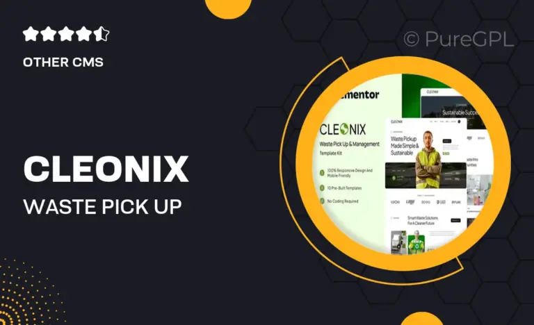 cleonix waste pick up management elementor template kit