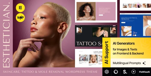 esthetician skincare tattoo mole removal wordpress theme 1
