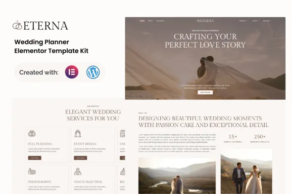 eterna wedding planner elementor template kit 1