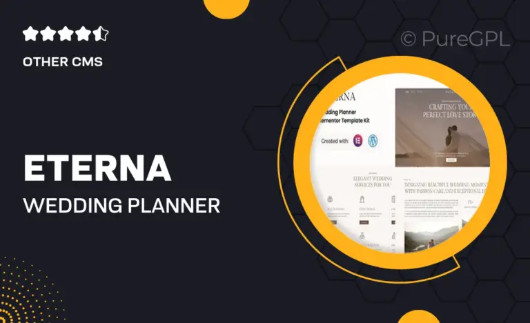eterna wedding planner elementor template kit