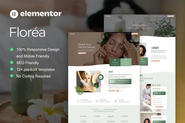 florea beauty care services elementor pro template kit 1