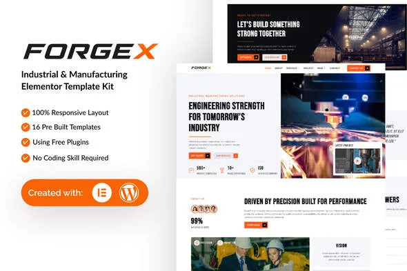 forgex industrial manufacturing elementor template kit 1