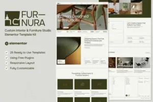 Furnora – Custom Interior & Furniture Studio Elementor Template Kit