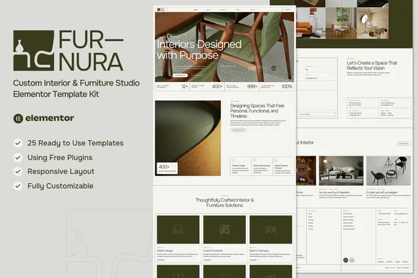 furnora custom interior furniture studio elementor template kit 1