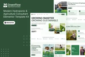 GreenFlow – Modern Hydroponic & Agriculture Consultant Elementor Pro Template Kit