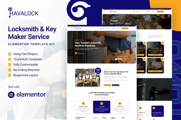 havalock locksmith key maker service elementor template kit 1