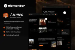 Lumeo – Modern Photography Portfolio Elementor Template Kit