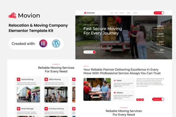 movion relocation moving company elementor template kit 1