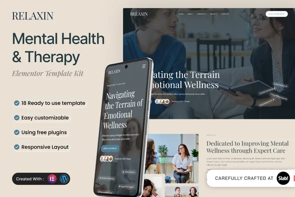 relaxin mental health therapy elementor template kit 1