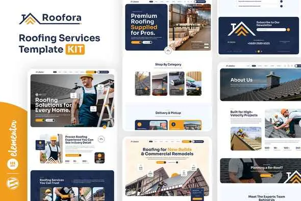 roofora roofing services elementor template kit 1