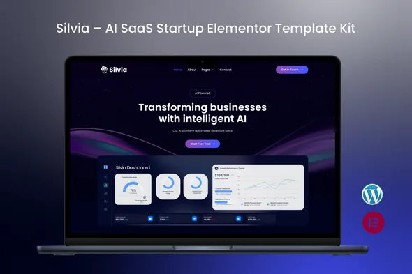 silvia ai saas startup elementor template kit 1
