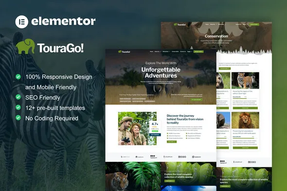 tourago safari zoo elementor pro template kit 1