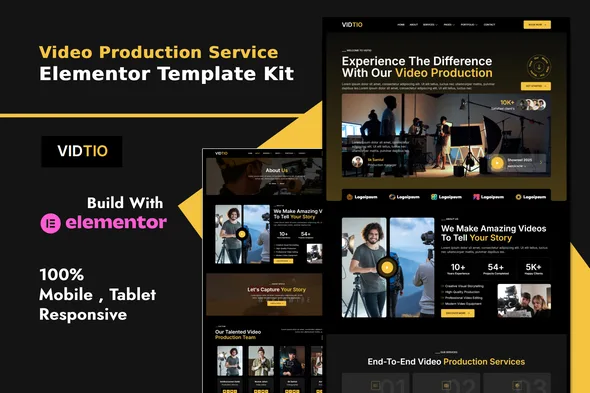 vidtio video production elementor template kit 1