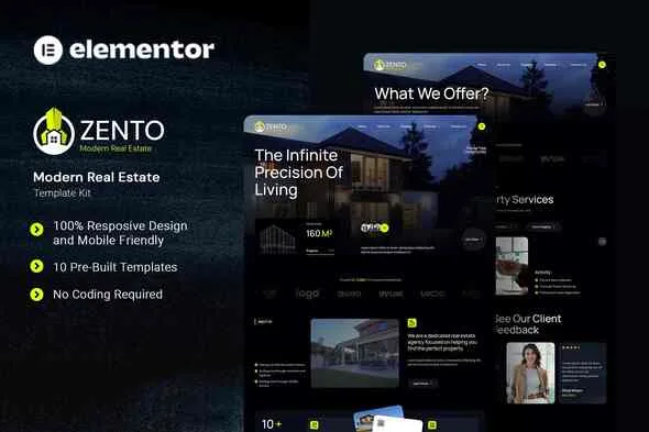 zento modern real estate elementor template kit 1