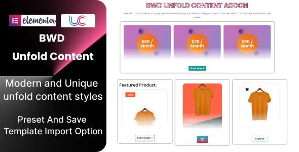 bwd unfold content addon for elementor