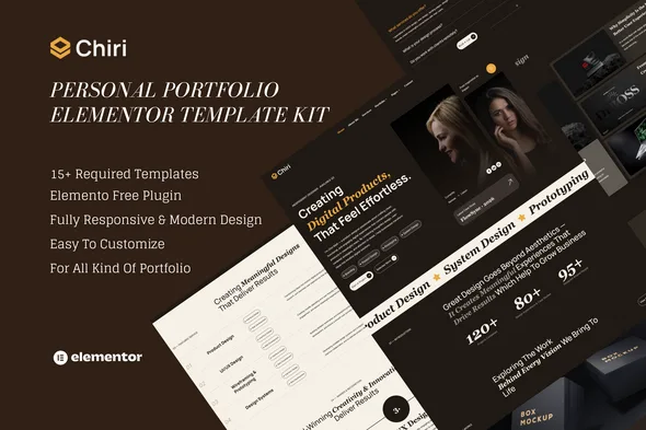 chiri personal portfolio elementor template kit 1