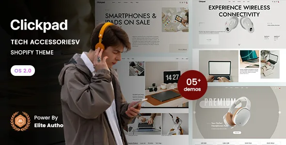 clickpad tech accessories store shopify 20 theme