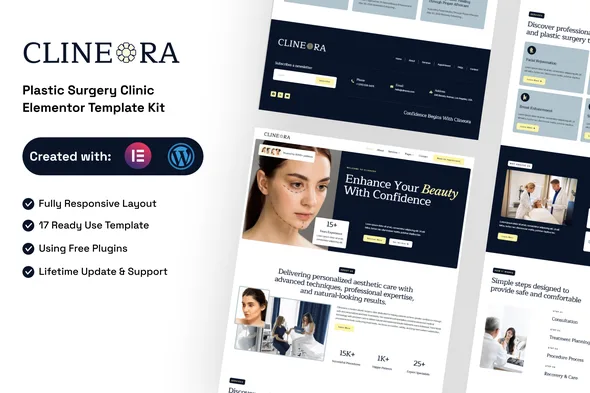 clineora plastic surgery clinic elementor template kit 1