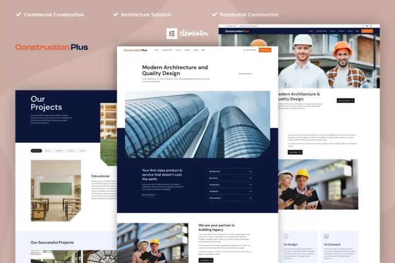 construction plus construction elementor template kit 1