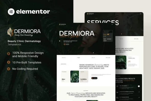 dermiora beauty clinic dermatology elementor template kit 1