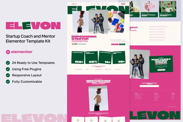 elevon startup coach mentor elementor template kit 1