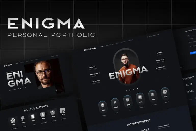enigma personal portfolio elementor template kit 1