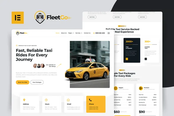 fleetgo taxi fleet services elementor pro template kit 1