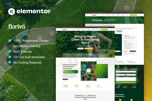 floriva landscape gardening elementor pro template kit 1