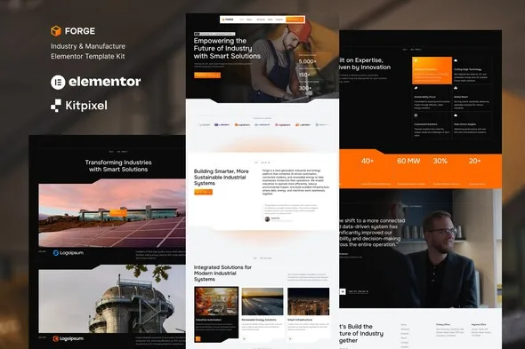 forge industry manufacturing elementor template kit 1