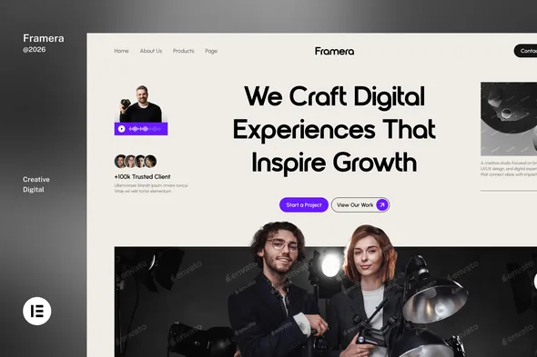 framera creative studio portfolio elementor template kits 1