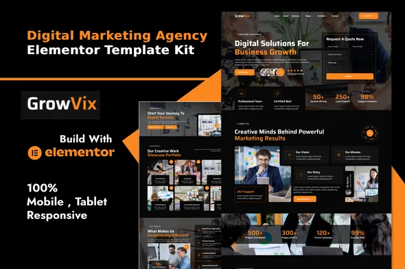 growvix digital marketing agency elementor template kit 1