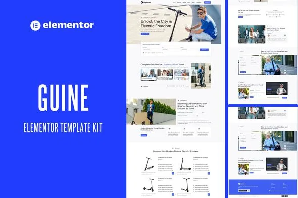 guine electric scooter bike rental elementor template kit 1