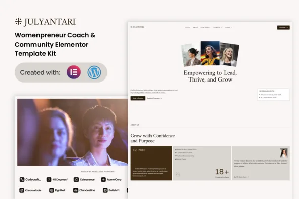 julyantari womenpreneur coach community elementor template kit 1