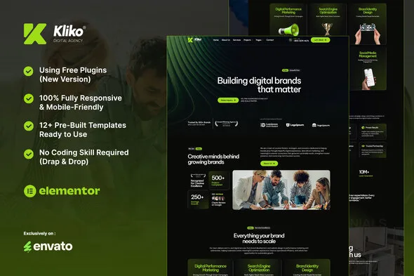 kliko digital agency elementor template kit 1