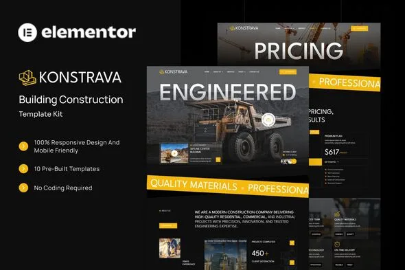 konstrava building construction elementor template kit 1