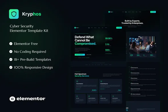 kryphos cyber security elementor template kit 1